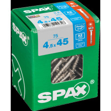 SPAX SPAANPLAATSCHROEF 4,5X45 MM DEELDRAAD RVS PK TORX T20 DOOS 75 ST.