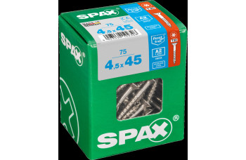 SPAX SPAANPLAATSCHROEF 4,5X45 MM DEELDRAAD RVS PK TORX T20 DOOS 75 ST.