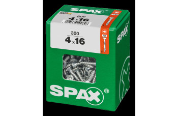 SPAX SPAANPLAATSCHROEF 4X16 MM VOLDRAAD VZ PK TORX T20 DOOS 300 ST.