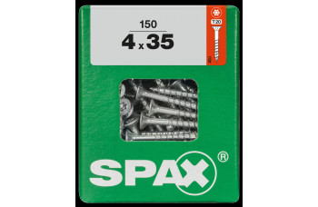 SPAX SPAANPLAATSCHROEF 4X35 MM DEELDRAAD VZ PK TORX T20 DOOS 150 ST.