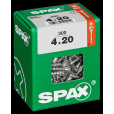 SPAX SPAANPLAATSCHROEF 4X20 MM VOLDRAAD VZ PK TORX T20 DOOS 300 ST.