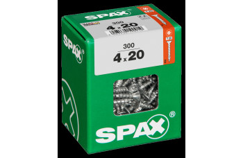 SPAX SPAANPLAATSCHROEF 4X20 MM VOLDRAAD VZ PK TORX T20 DOOS 300 ST.