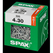 SPAX SPAANPLAATSCHROEF 4X30 MM DEELDRAAD VZ PK TORX T20 DOOS 500 ST.