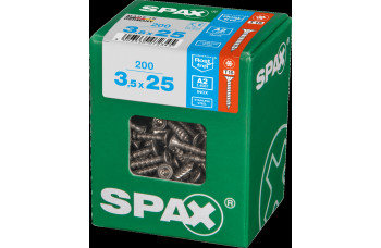 SPAX SPAANPLAATSCHROEF 3,5X25 MM VOLDRAAD RVS PK TORX T15 DOOS 200 ST.