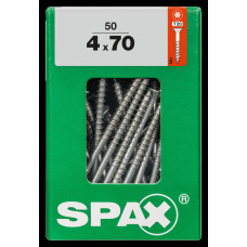 SPAX SPAANPLAATSCHROEF 4X70 MM DEELDRAAD VZ PK TORX T20 DOOS 50 ST.