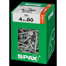 SPAX SPAANPLAATSCHROEF 4,5X80 MM DEELDRAAD VZ PK TORX T20 DOOS 150 ST.