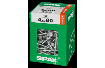 SPAX SPAANPLAATSCHROEF 4,5X80 MM DEELDRAAD VZ PK TORX T20 DOOS 150 ST.