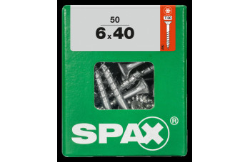 SPAX SPAANPLAATSCHROEF 6X40 MM DEELDRAAD VZ PK TORX T30 DOOS 50 ST.