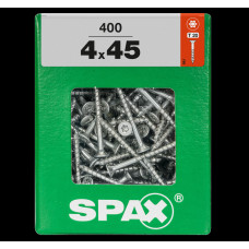 SPAX SPAANPLAATSCHROEF 4X45 MM DEELDRAAD VZ PK TORX T20 DOOS 400 ST.