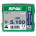 SPAX SPAANPLAATSCHROEF 5X100 MM DEELDRAAD VZ PK TORX T20 DOOS 200 ST.