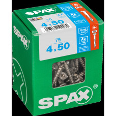 SPAX SPAANPLAATSCHROEF 4X50 MM DEELDRAAD RVS PK TORX T20 DOOS 75 ST.