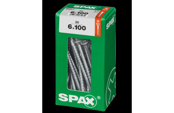 SPAX SPAANPLAATSCHROEF 6X100 MM DEELDRAAD VZ PK TORX T30 DOOS 30 ST.