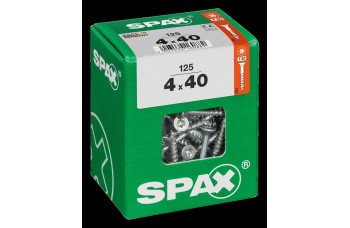 SPAX SPAANPLAATSCHROEF 4X40 MM DEELDRAAD VZ PK TORX T20 DOOS 125 ST.