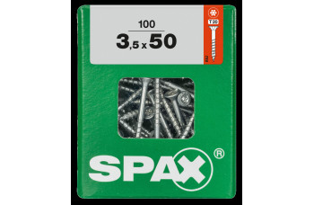 SPAX SPAANPLAATSCHROEF 3,5X50 MM DEELDRAAD VZ PK TORX T20 DOOS 100 ST.