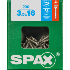 SPAX SPAANPLAATSCHROEF 3,5X16 MM VOLDRAAD RVS PK TORX T15 DOOS 200 ST.