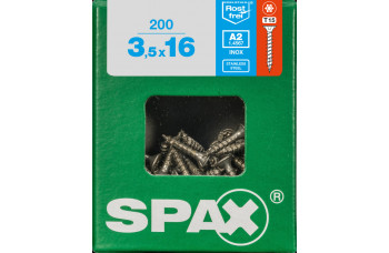 SPAX SPAANPLAATSCHROEF 3,5X16 MM VOLDRAAD RVS PK TORX T15 DOOS 200 ST.