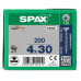 SPAX SPAANPLAATSCHROEF VERZINKT TORX 4.0 X 30 (200 ST.)