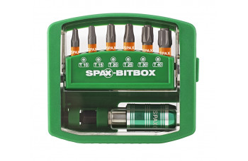 SPAX-BITBOX PLUS 6 BITS T10, T15, T20, T25, T30 T40 BITHOUDER DOOS