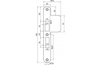 NEMEF SLUITPLAAT VERLENGD VP 4119/17 LS AFGEROND RVS