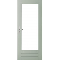 WEEKAMP STAPELDORPELDEUR WK043XL 93 X 234 CM DEURDIKTE 38 MM BORSTWERINGHOOGTE 374 MM FSC® HARDWOOD VOL GEVINGERLAST GEGROND RAL 7035 VENTILATIESLEUVEN ISOGLASLATTEN