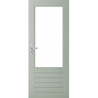 WEEKAMP STAPELDORPELDEUR WK046XL 93 X 234 CM DEURDIKTE 38 MM BORSTWERINGHOOGTE 689 MM FSC® HARDWOOD VOL GEVINGERLAST GEGROND RAL 7035 VENTILATIESLEUVEN ISOGLASLATTEN