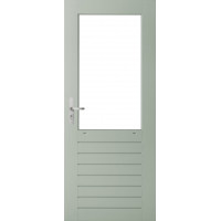 WEEKAMP STAPELDORPELDEUR WK048XL 93 X 234 CM DEURDIKTE 38 MM BORSTWERINGHOOGTE 899 MM FSC® HARDWOOD VOL GEVINGERLAST GEGROND RAL 7035 VENTILATIESLEUVEN ISOGLASLATTEN